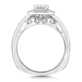 Geometric Shape Halo Diamond Engagement Ring